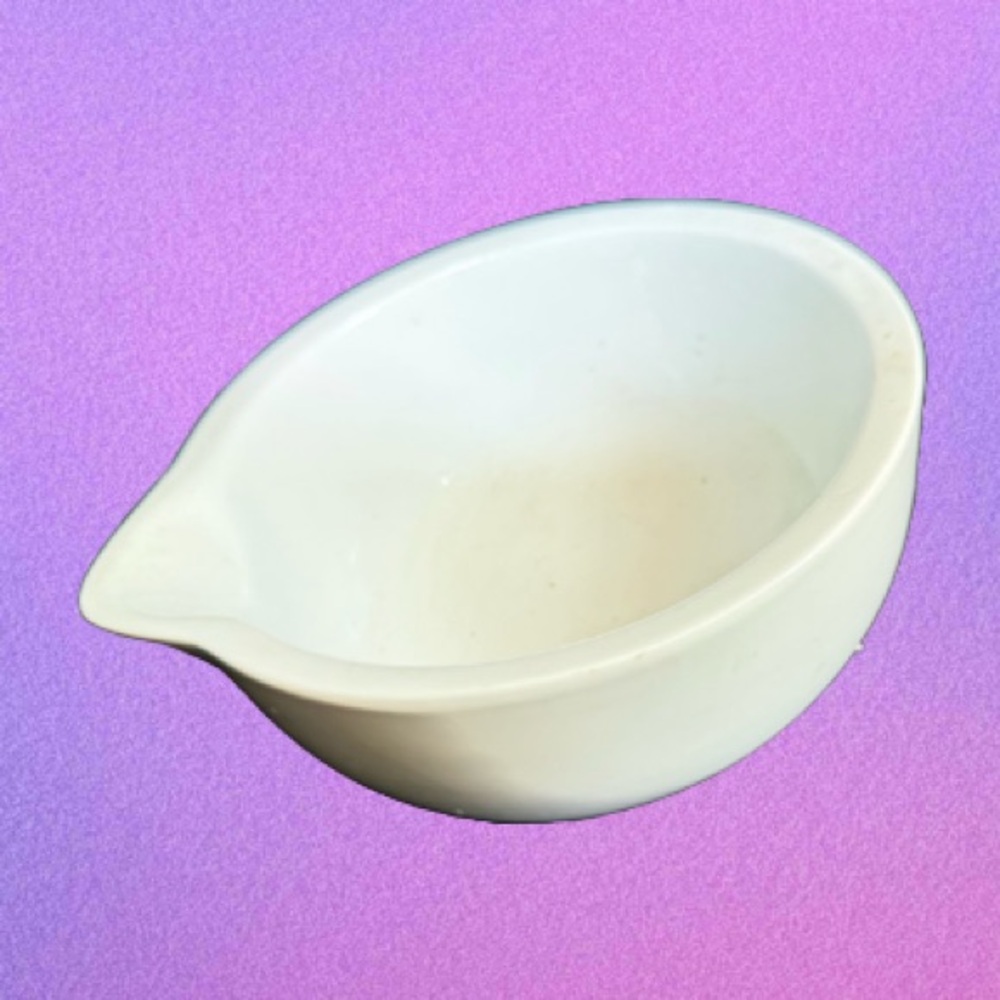 Crate & Barrel white mixing bowl for mixer with spout